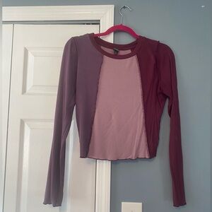 Long sleeve color block shirt